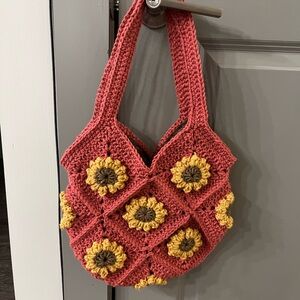 Handcrafted Sunflower Crochet Bag - Pink and Yellow